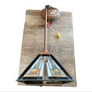 Classic Authentic and Unique Vintage Craftsman Hanging Lamp 18” Hang, Lamp 6x8”